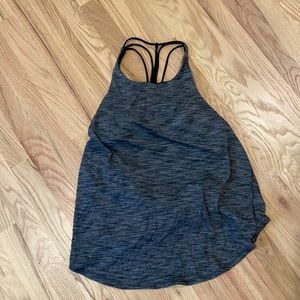 Lululemon workout top; Grey with black straps; size 10